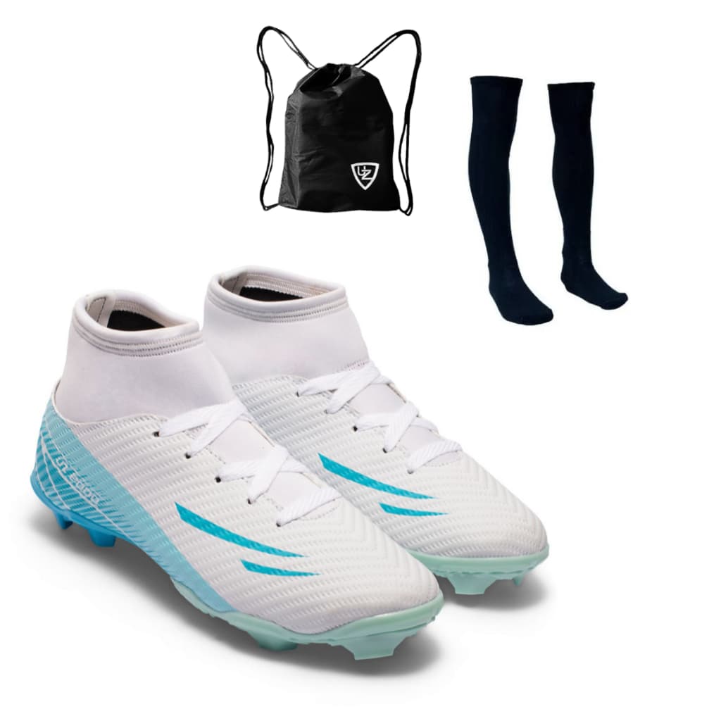 Chuteira Campo UZ 2000 Botinha Cano Alto Adulto Uzze Sport Leve Confortável + Meião Mochila