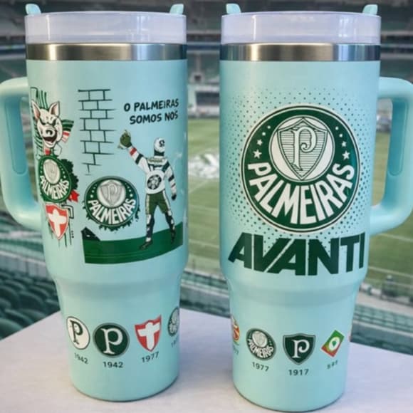 🟢 Copo Térmico Verdão 1.200ml com Tampa e Canudo – Oficial Avanti 💚⚽