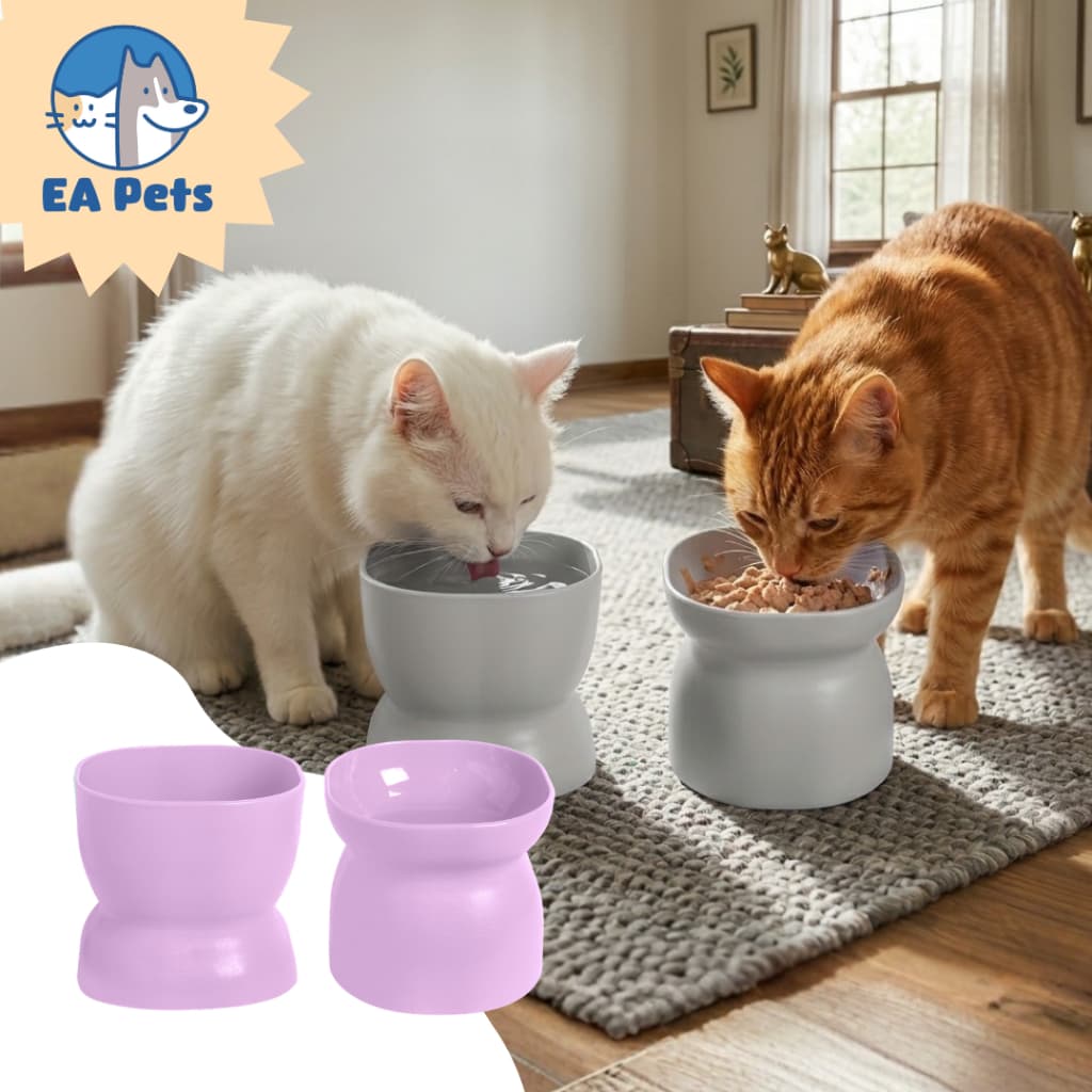 Kit Pet Games Com 2 Comedouro Ou Bebedouro Alto Elevado Ergonocat Para Gato Ergonômico E Saudável