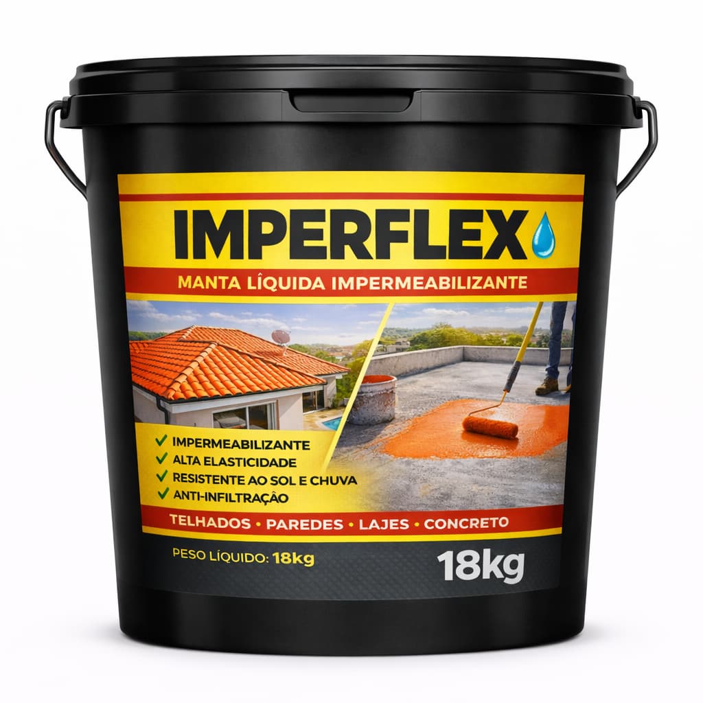 Manta Líquida Emborrachada Impermeabilizante 18kg -Imperflex Uso em Lajes Telhados Paredes - Eficaz