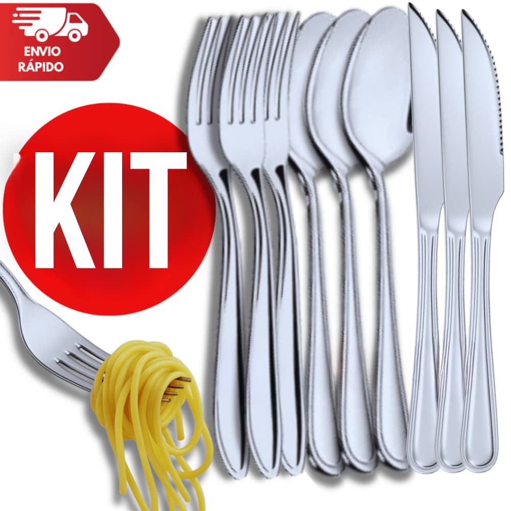 Conjunto Talheres  Garfos Facas Colheres em Aço Inox Qualidades e Resistencia Para sua Cozinha
