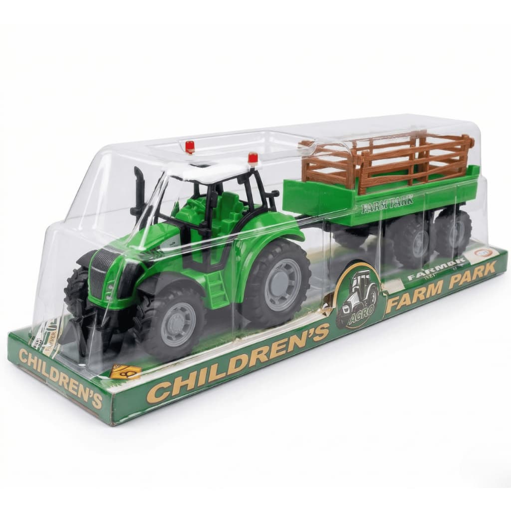 Kit Trator de Brinquedo com Carretinha e Animais Gado Fazenda - Envio Imediato