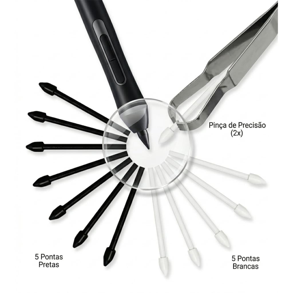 KIT 5 Pontas S Pen De Reposição + Extrator Samsung Galaxy Tab S7 S8 S9 S23 S24 Ultra