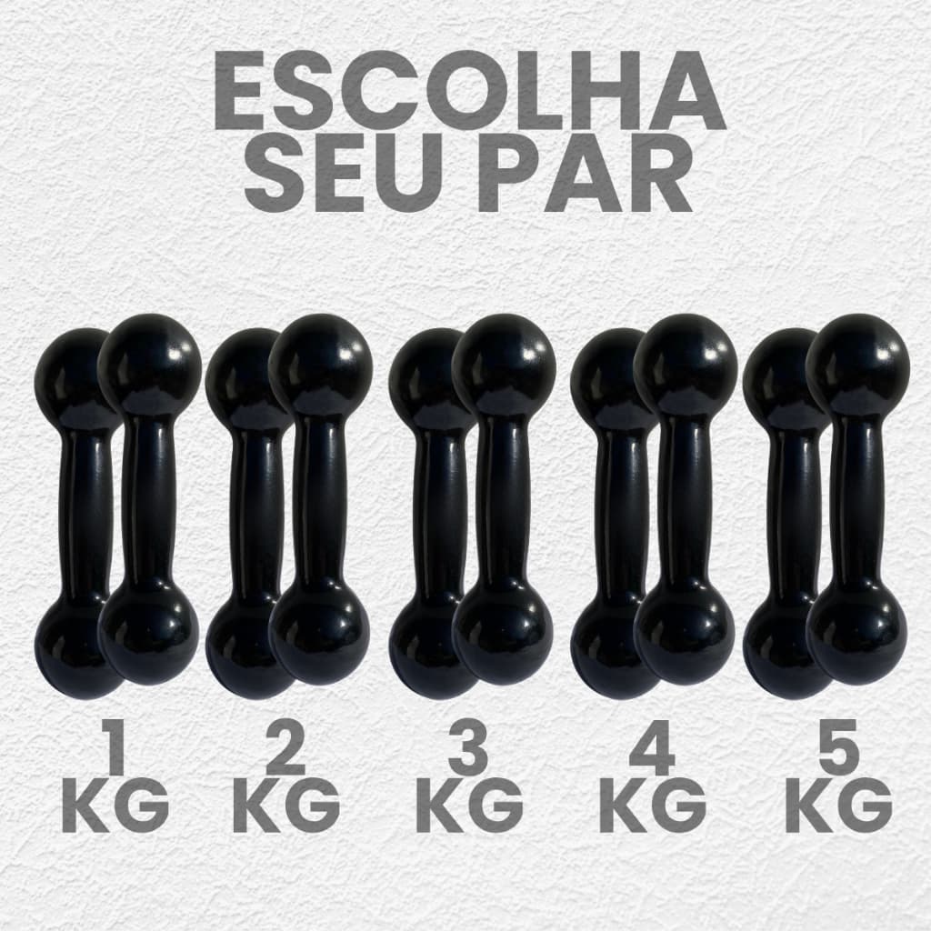 Par de Halter Emborrachado 1kg a 5kg Bola - Peso de  Academia Musculação Pesinho Treino Em Casa Func
