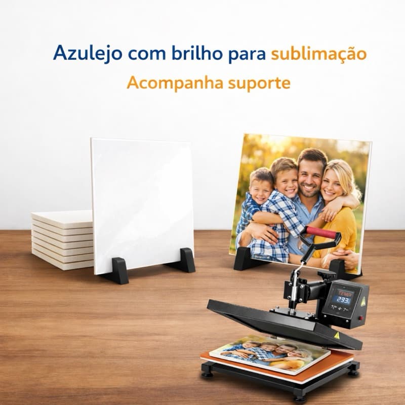 Kit 10 Azulejo Eliane Branco Para Sublimação 15X15CM + suporte