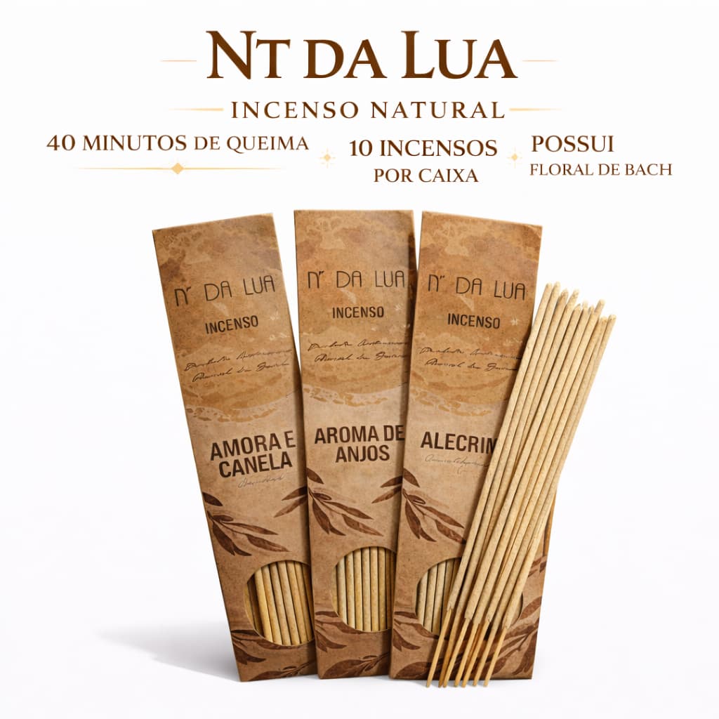 Incenso Artesanal Natural Nectar da Lua Floral de Bach 10 Varetas Sem Carvão Vários Aromas