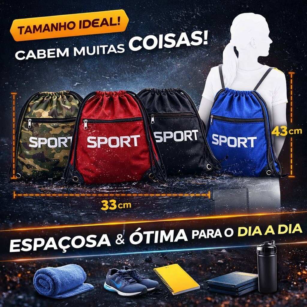 Bolsa Mochila Para Esporte, Academia Unissex Impermeável - Preta, Rosa, Azul, Camuflado