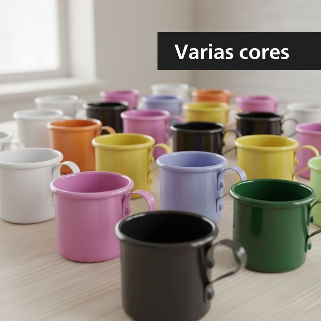 Canequinha 12 Unidades Café Chá Alumínio 90 ml Colorida Decoração