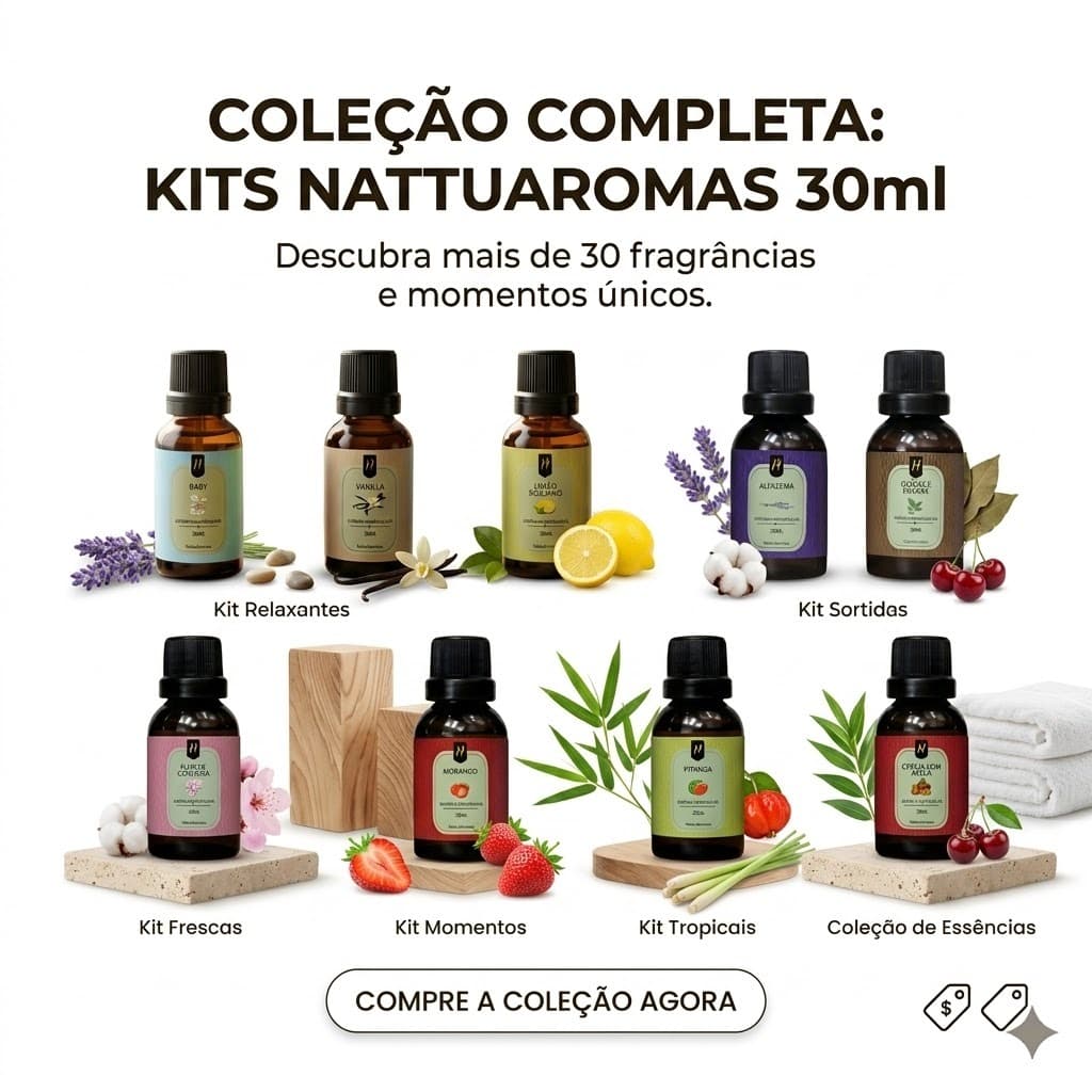 Kit 5 Essências 30ml Nattuaromas Hidrossolúvel Para Umidificador e Difusor - Escolha Seu Kit