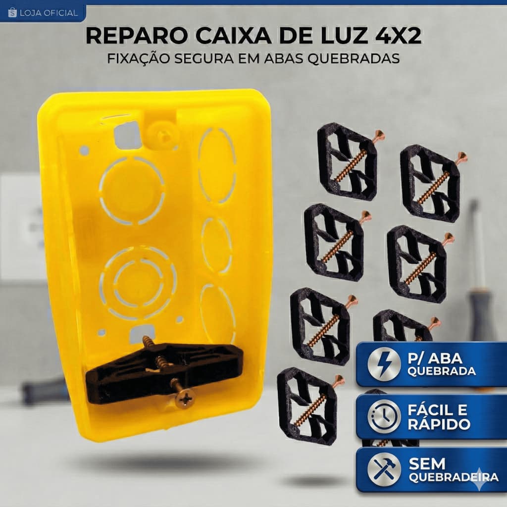 Kit Reparo Salva Caixinha De Luz 4x2 Fixador Tomada Interruptor Elétrico