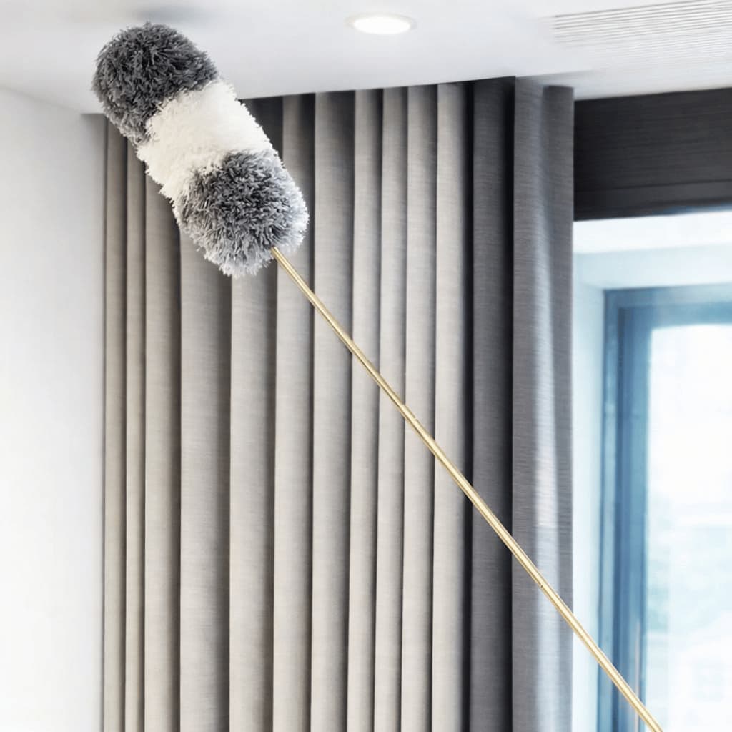 Espanador de Pó Retrátil 2,8m Cabo Extensor Eletrostático Limpeza de Teto e Cantos Dobrável