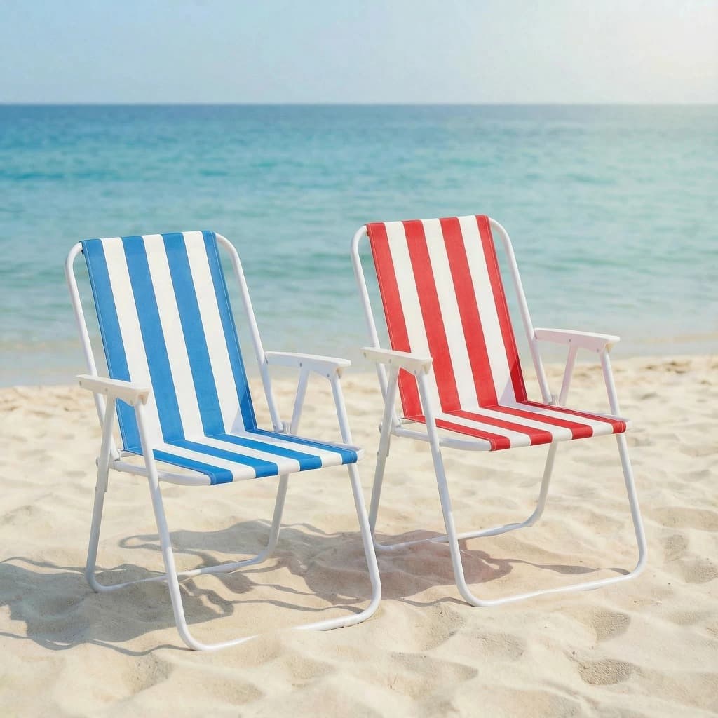 Alta qualidade Kit 2 Cadeira de Praia Varanda Alta em cadeira dobrável de acampamento Aço 110 kg