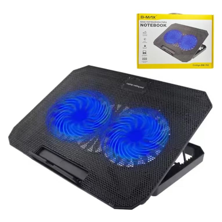 Suporte Notebook Base Led Refrigerada Ventilação Silenciosa Cor Preto Led Azul