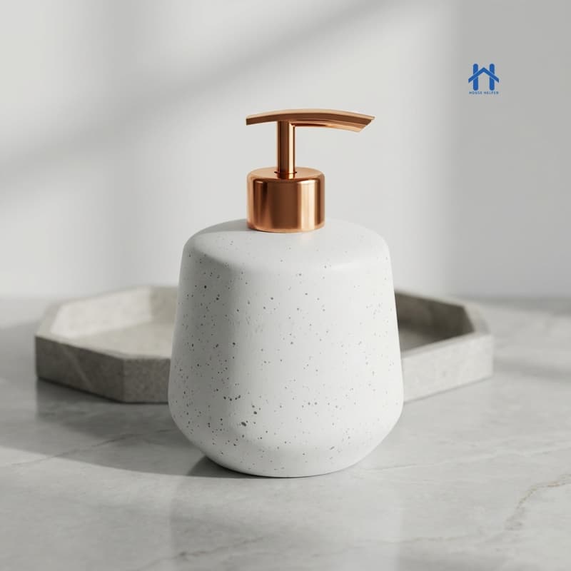 Frasco Porta Sabonete Liquido Redondo 500ml Cerâmica Granulada para Banheiro