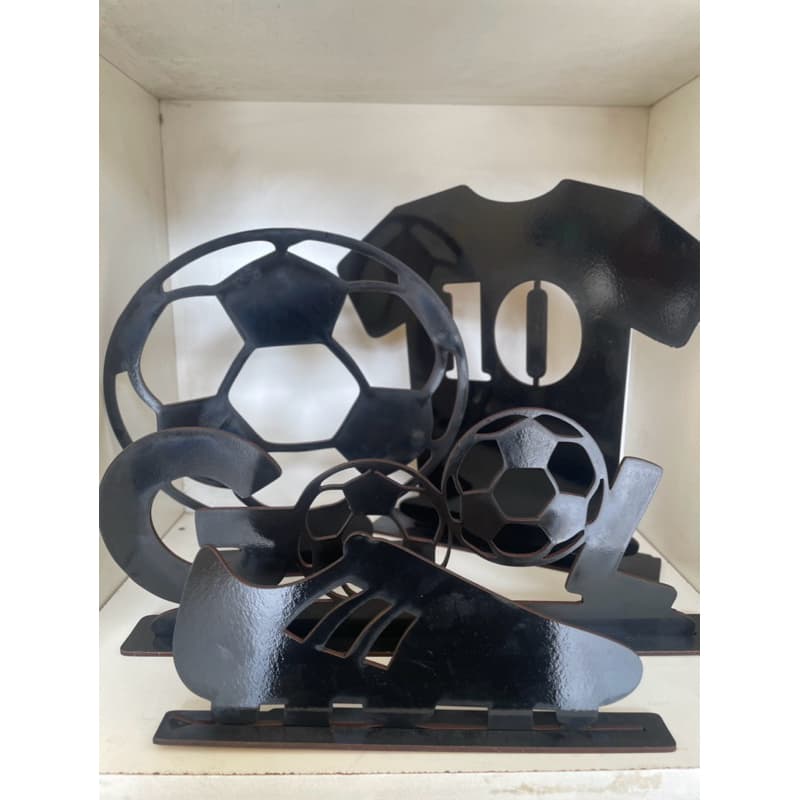 Kit Decoração de Mesa Festa Futebol MDF 4 Peças Display Aniversário Infantil