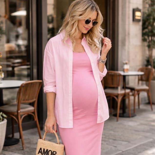 Camisa Social Para Grávida Elegante Casual Fresquinha Tecido Leve Confortável Moda Praia Look De Gestantes Com Botão