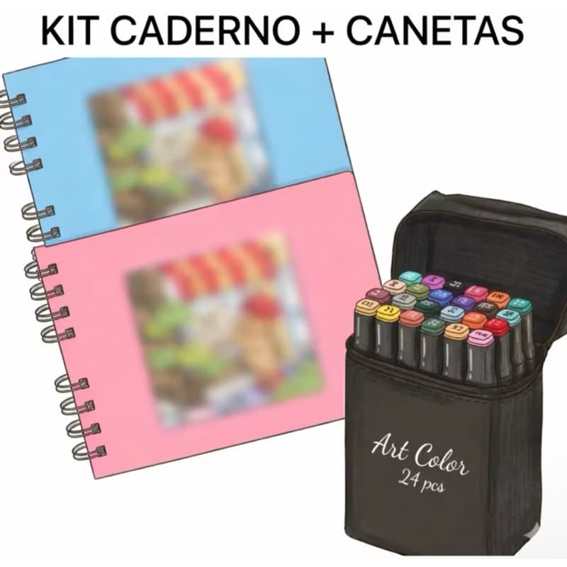 Kit Arte para Crianças 48 Páginas + 24 Cores