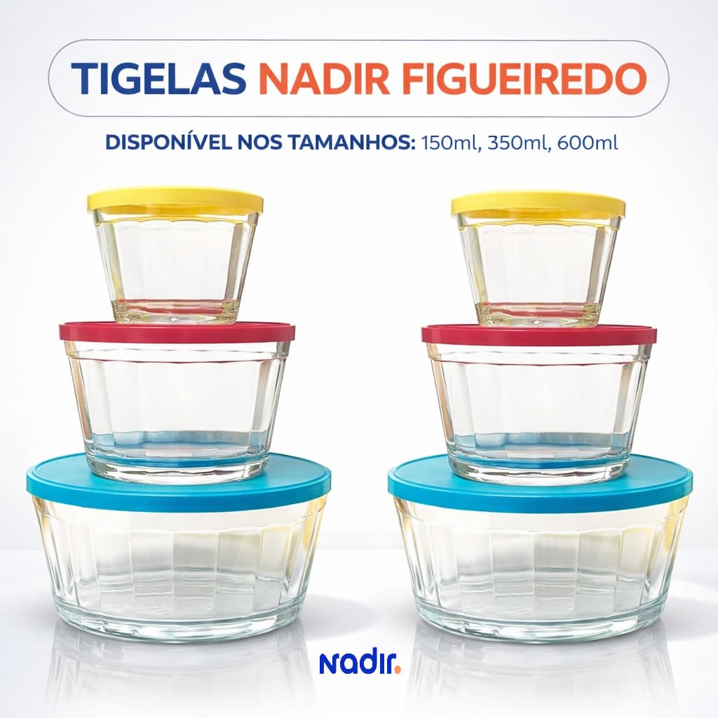 Kit Tigelas Marinex Americano Vidro Com Tampa 150ml 300ml 600ml Pote Nadir Figueiredo 6 12 Unidades