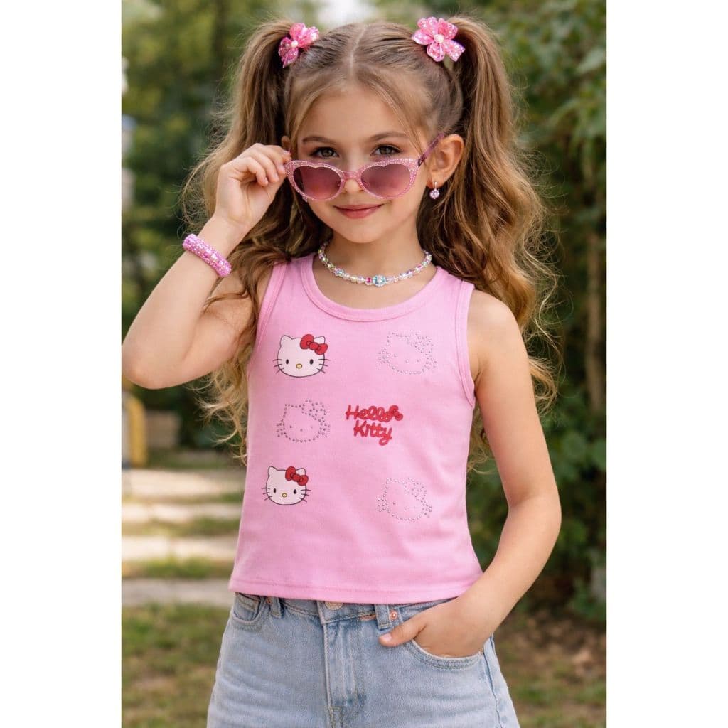 Regata Infantil Menina Helo Kity- Pedrinha Canelado Ribana-Moda-Bloguerinha