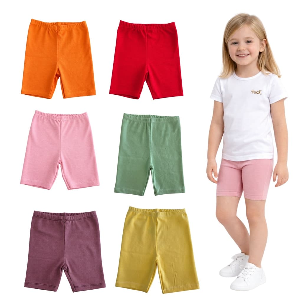 Kit 5 Bermuda Ciclista Verão Infantil Menina 1 ao 10 Anos