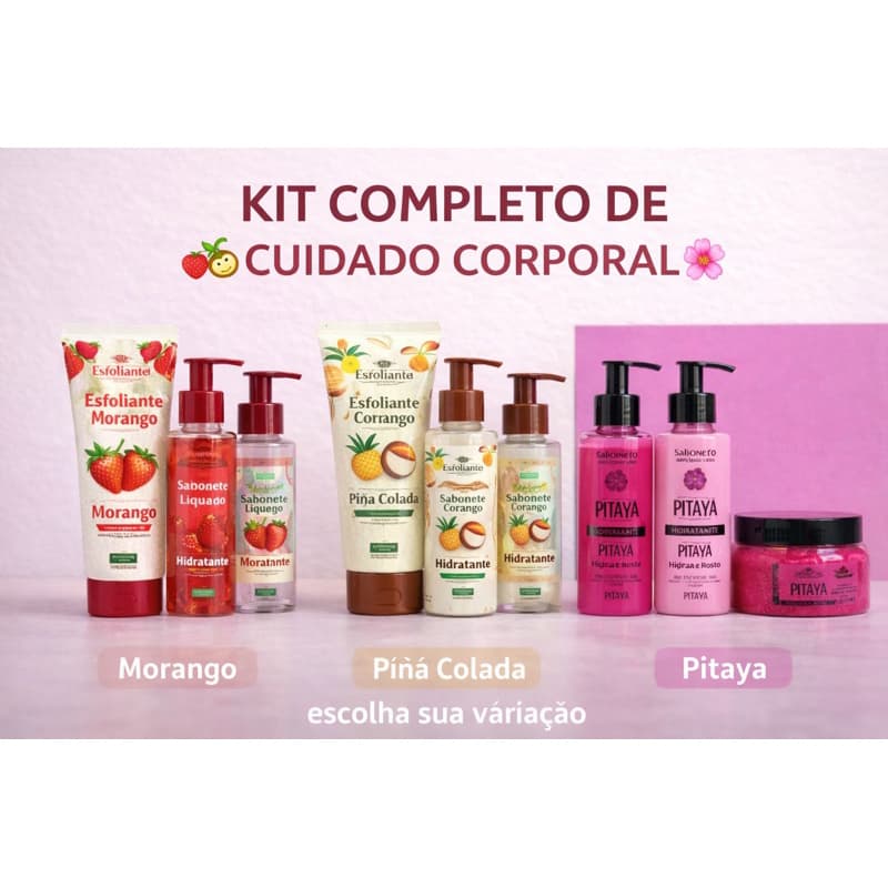 Kit Body & Face Care – Sabonete, Hidratante e Esfoliante