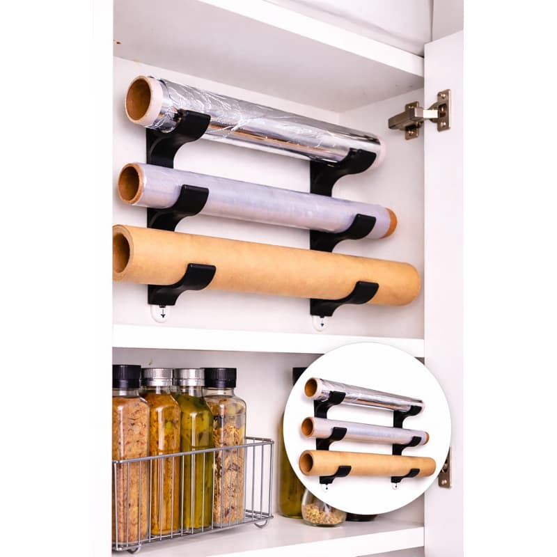 Suporte de Parede Para PAPEL MANTEIGA ORGANIZADOR Cozinha Alumínio Filme Plástico Fácil Uso Resistente