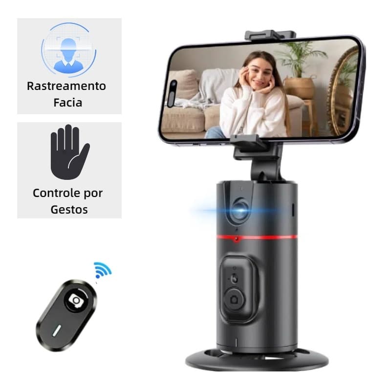 Estabilizador de Gimbal Inteligente 360° – Rastreamento Facial e Suporte Anti-Vibração
