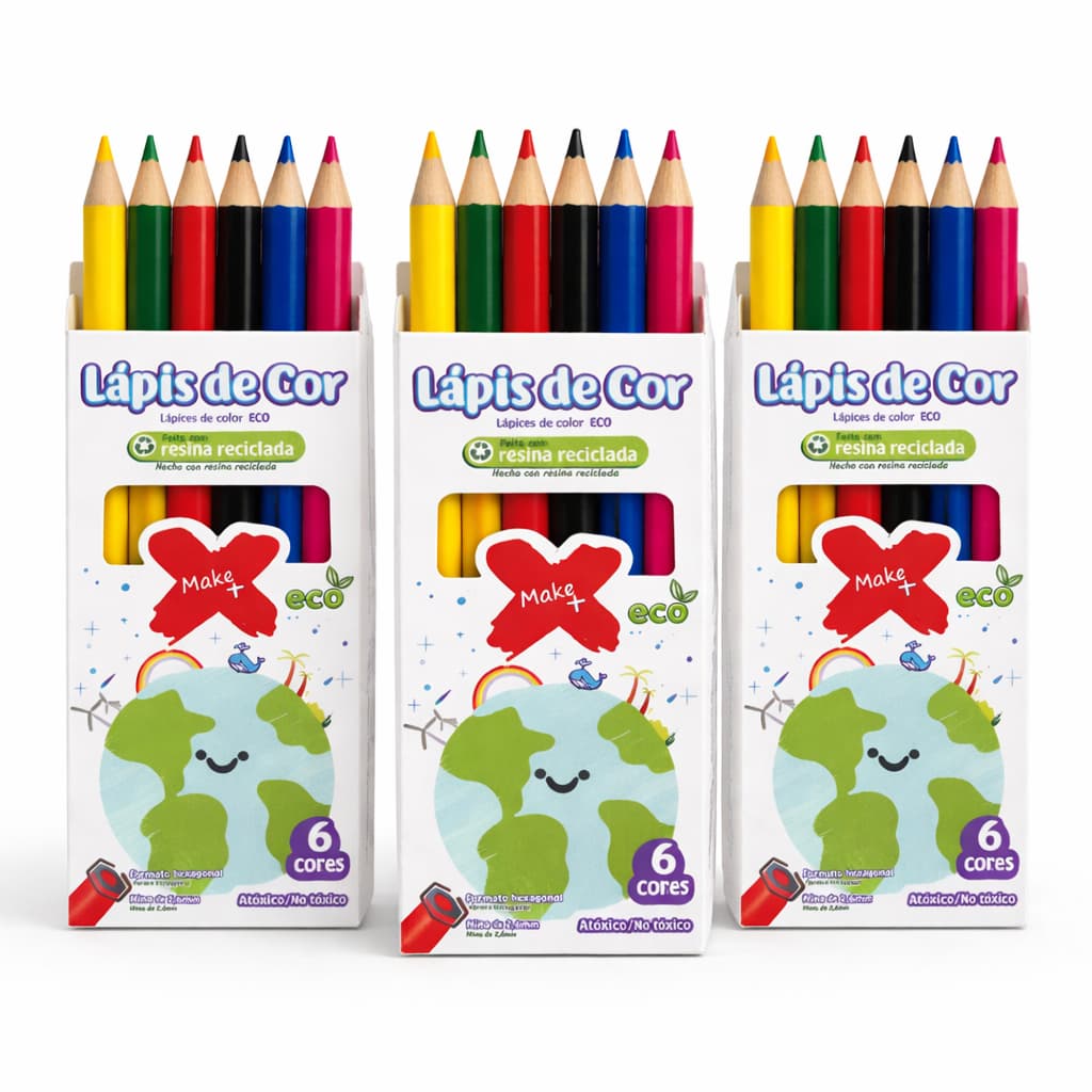 Mini Lápis de Cor Para kit Livro de Colorir Festa Infantil Lembracinha 6 Cores Kit 12 / 24 Unidades
