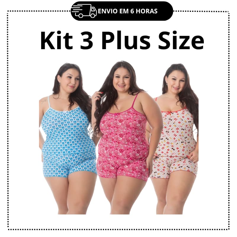Kit 3 Baby Doll Microfibra Plus Size Short Doll Pijama XGG Feminino Dormir Conjunto Promoção Barato Dormir Confortável