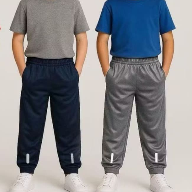 Kit 2 Calças Infantil Juvenil Preta e Azul Calça Escolar Inverno Chimpa Flanelado Jogger