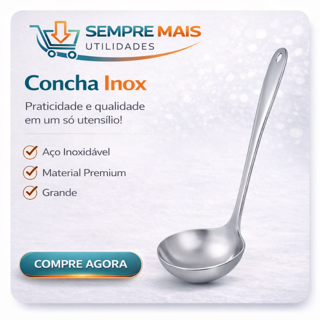 Concha Aço Inox Para Servir Feijão Molhos Caldos Sopas Cozinha