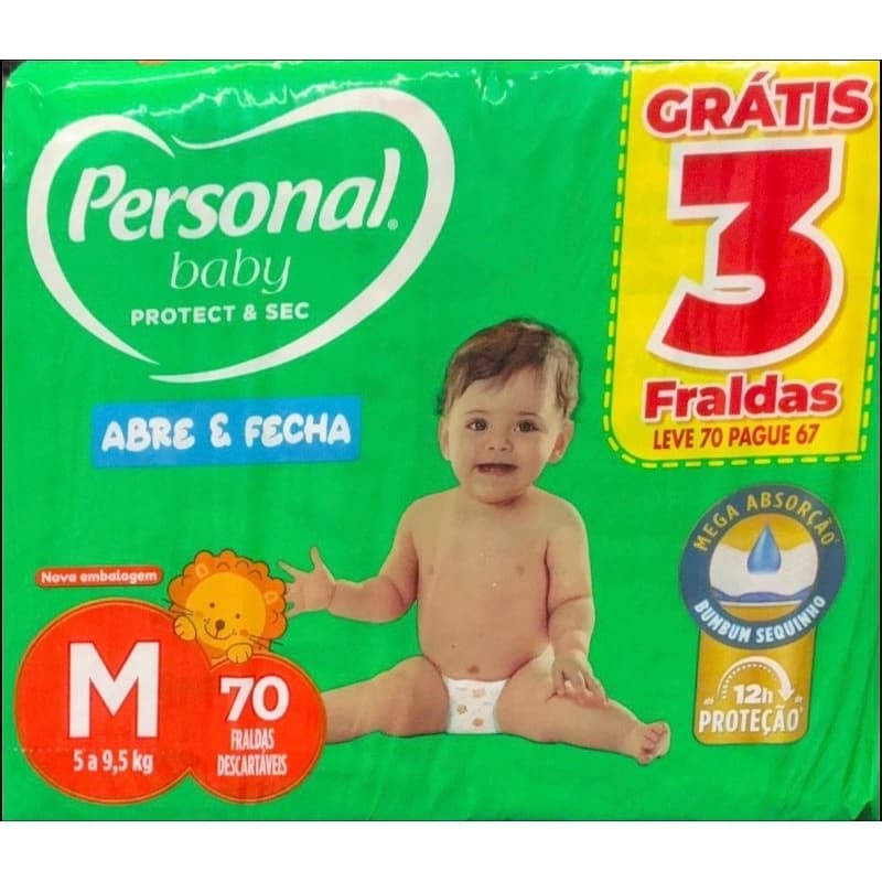 Fralda Descartável Personal Baby Infantil Proteção Seca Macia Confortável 12h Vários Tamanhos