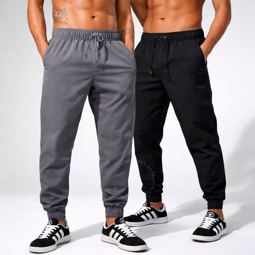 Kit 2 Calça Jogger Masculina Tactel com Elastano Academia Treino Fitness Slim Dry Fit Esportiva Leve