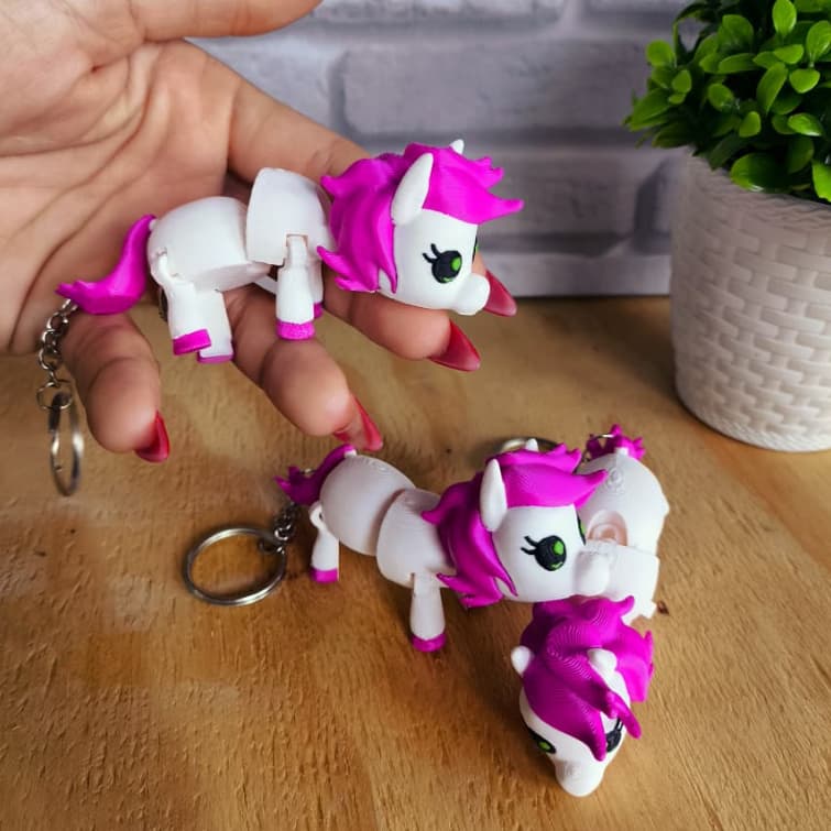 Chaveiro Pônei articulado lembrancinhas temático colorido Personagem Aniversário Crianças