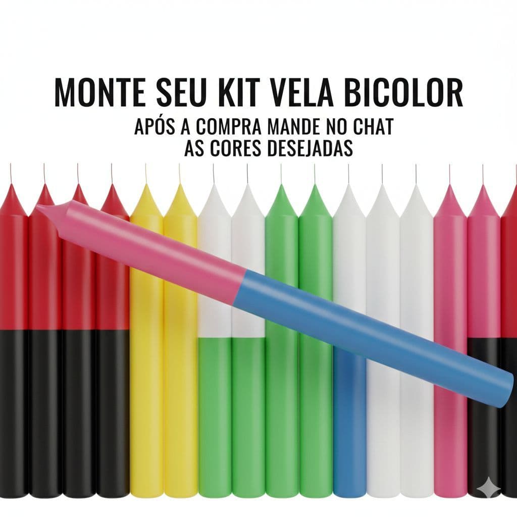 Vela Palito Bicolor/ Parafina Pura- 18CM (1Kg) 33 uni