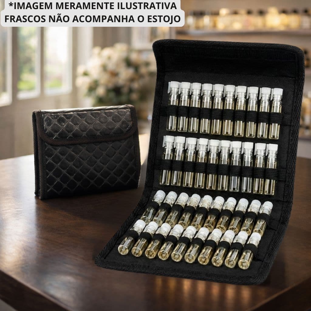 Estojo Demonstrador Expositor de Perfumes para 40 Amostras Flaconetes Frascos de 1 a 3 Ml