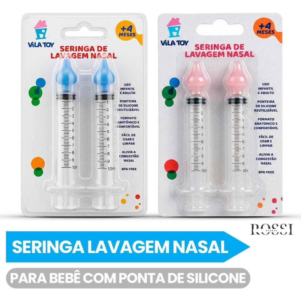 Seringa Nasal para Bebê com Ponta de Silicone Limpeza Nasal Infantil