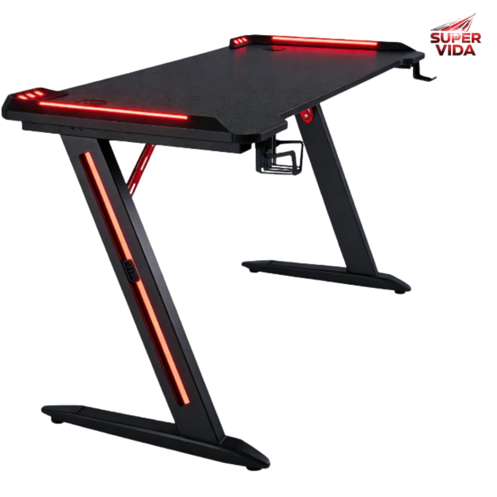 Mesa Gamer RGB DELTA 120x60x73cm Iluminação LED Para Computador
