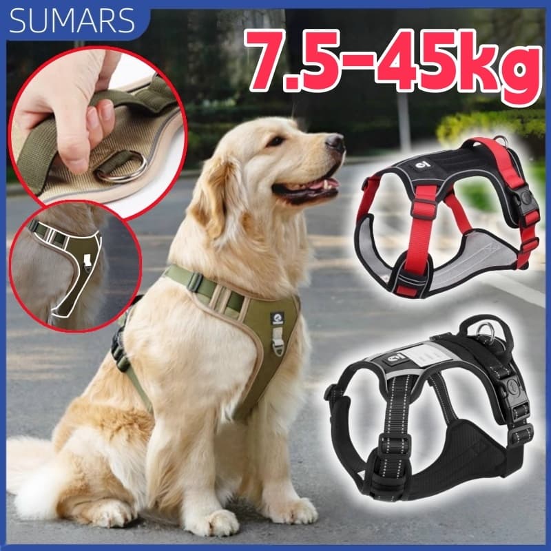 Colete Peitoral Refletivo Ajustável com Alça para Cães de Médio e Grande Porte