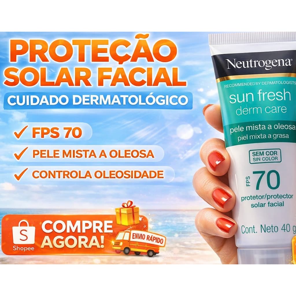 Protetor Solar Facial Para Pele Oleosa Neutrogena Sun Derm Care