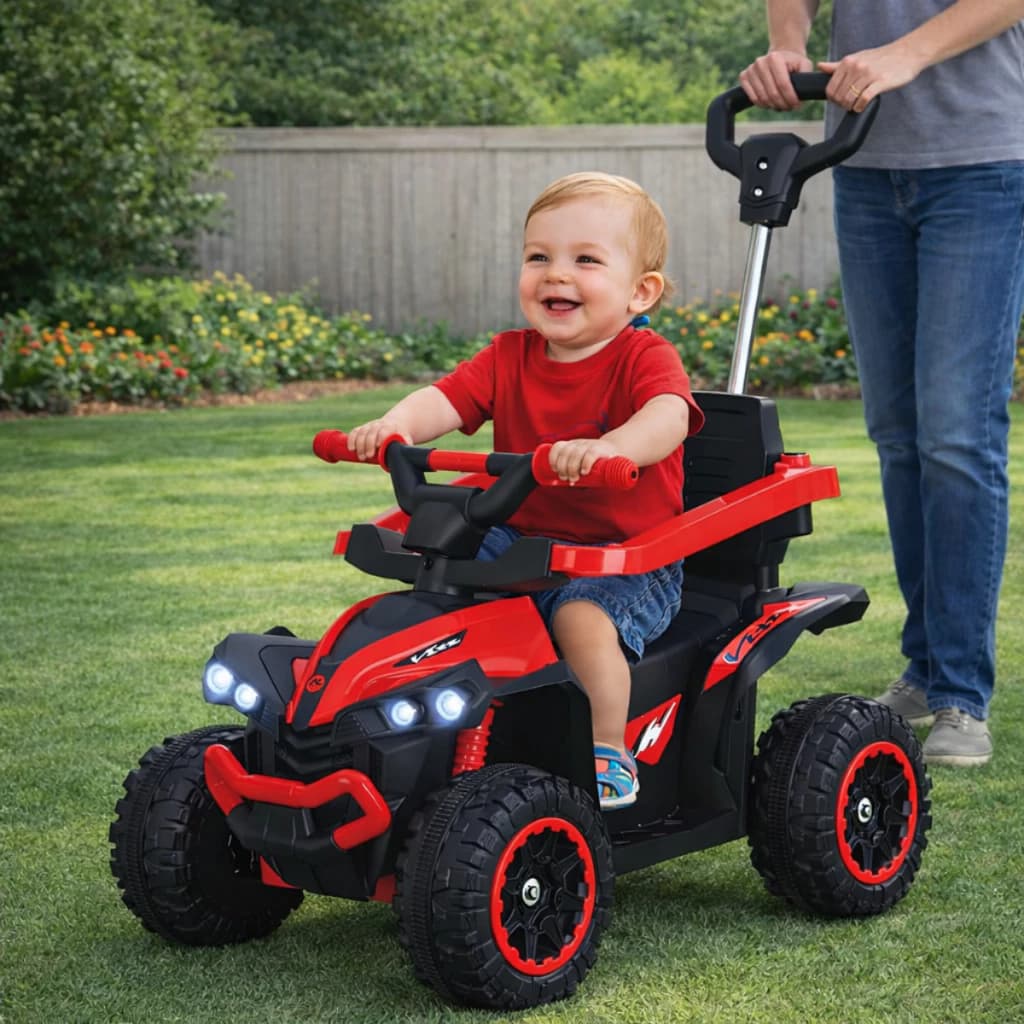 Carrinho Quadriciclo Elétrico Infantil 6V Flash Wheels Com Empurrador, Luzes e Som