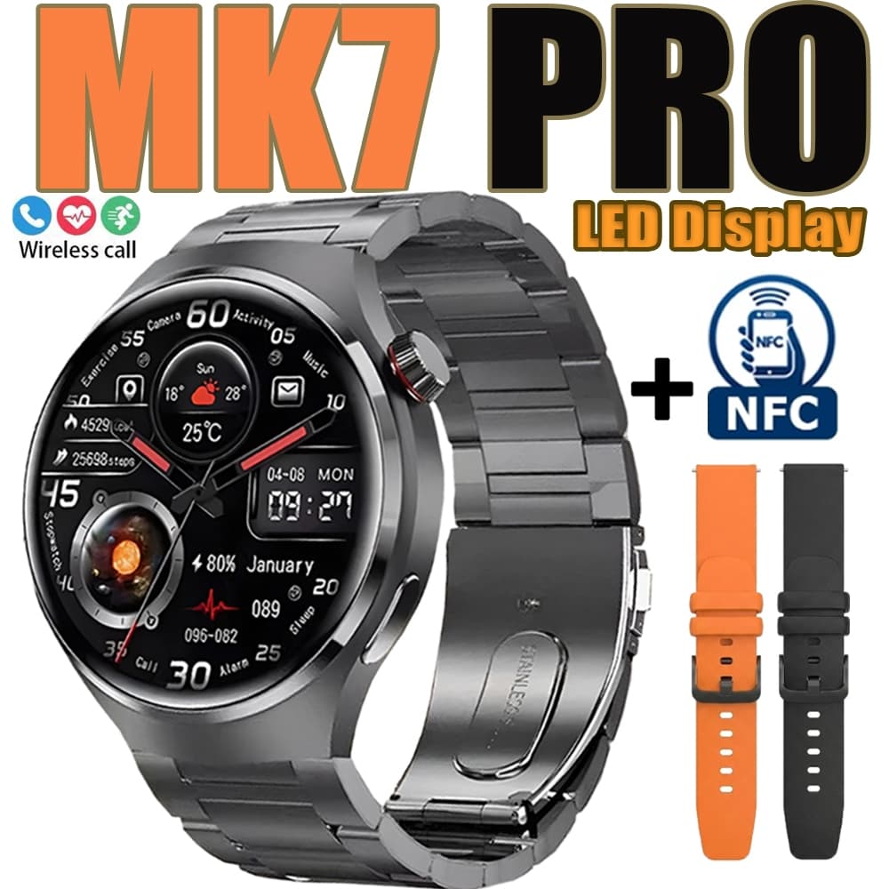 MK7 PRO relógio inteligente NFC masculino esportivo tela de alta definição Bluetooth monitoramento