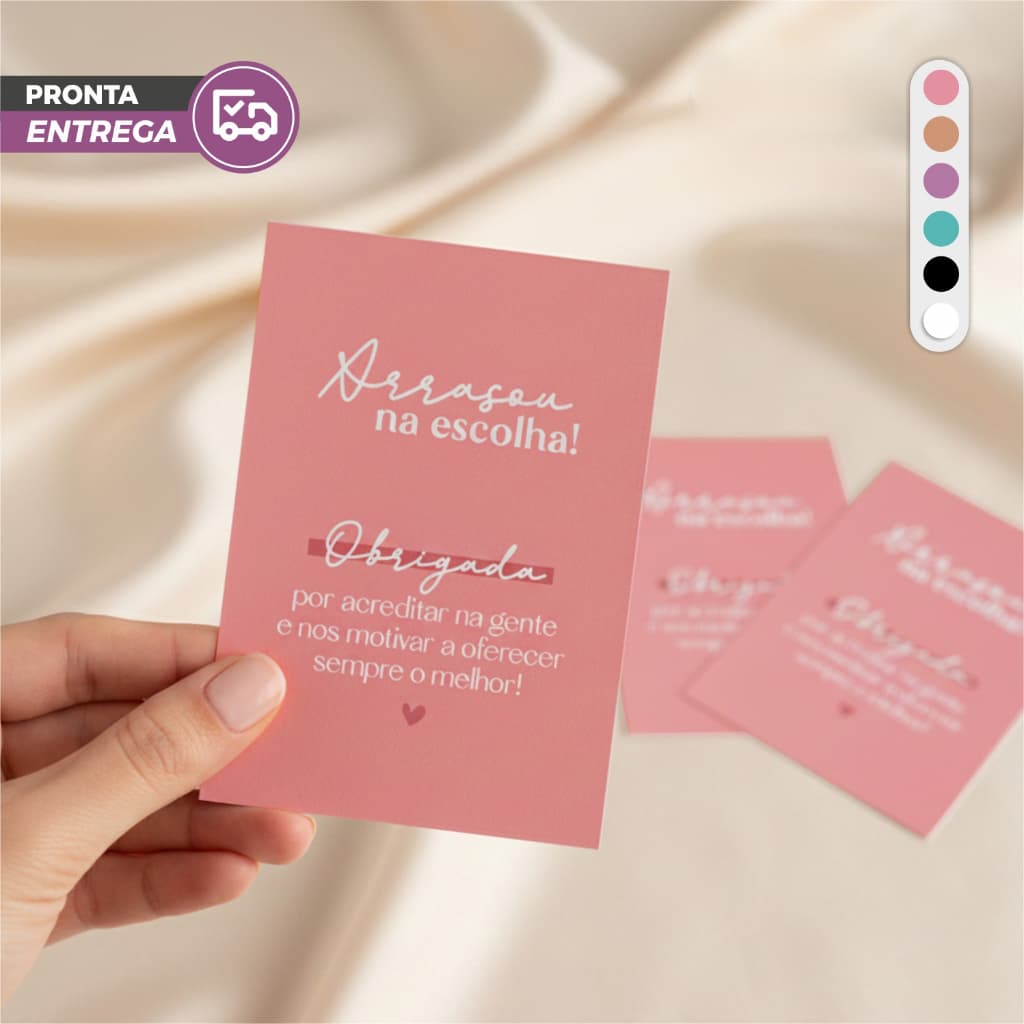 Folheto de Agradecimento ao Cliente 10x7cm Arrasou Escolha 25 200 Unidades