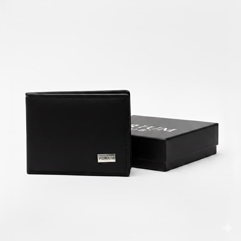 Carteira Masculina Couro Sintético Minimalista Presente Elegante com Caixa AURIUM