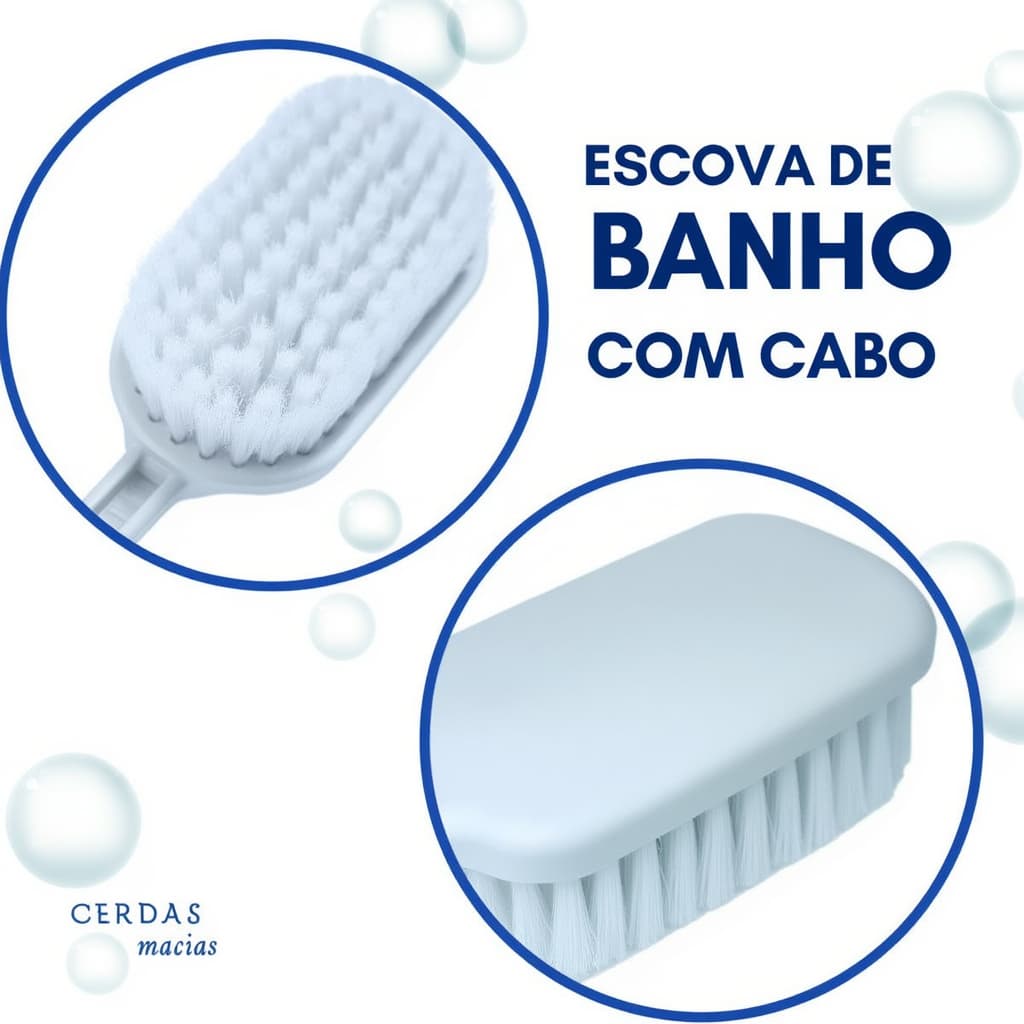 Escova para Banho Cabo Longo Macia Lava Costas 40 cm
