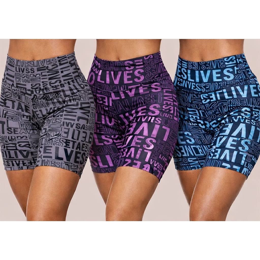 Kit 3 Shorts Esportivo  Feminino Suplex Fitness Meia Coxa Academia Crossfit Degrade Verão