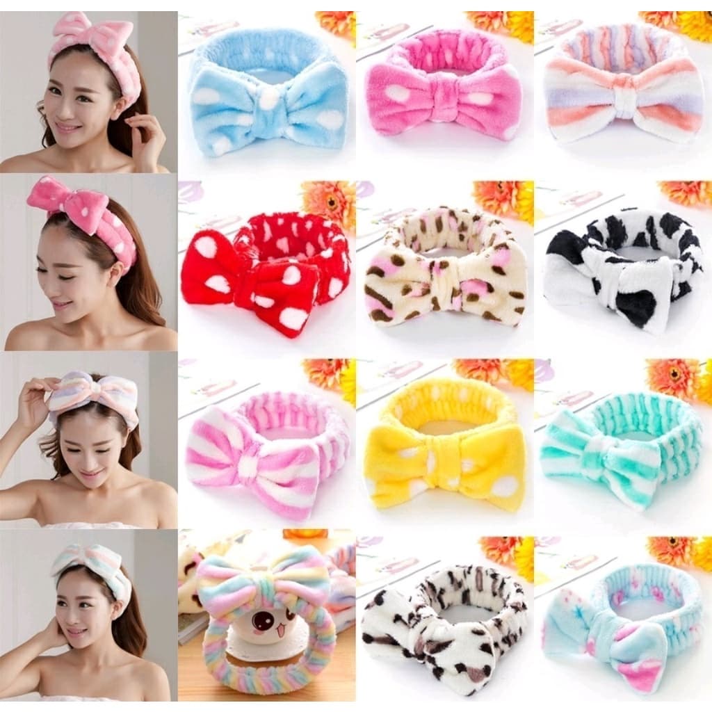 KIT 12 Unidades Faixa de Laço Maquiagem Makeup Tiara Cabelo Rosto Limpo faixa para maquiagem