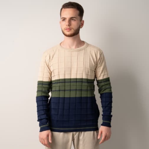 Suéter Blusa Masculina Quadriculada Com Listras Blusa Inverno Moda Masculina Tendencia