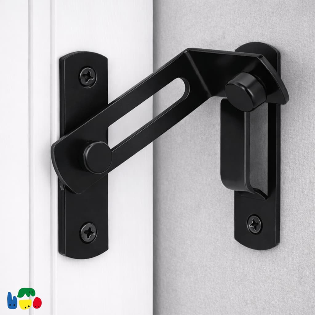 Trava Trinco Ângulo 90° Graus Porta Fechadura Canto Janela Seleiro Portão Tranca Cor Preto Aço