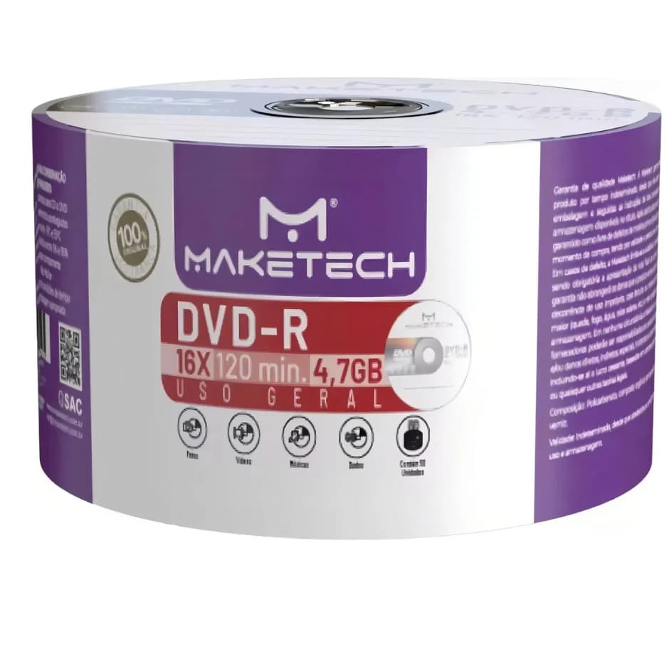 15 Mídia Dvd-r Maketech Original made In Taiwan Com Envelopes lote